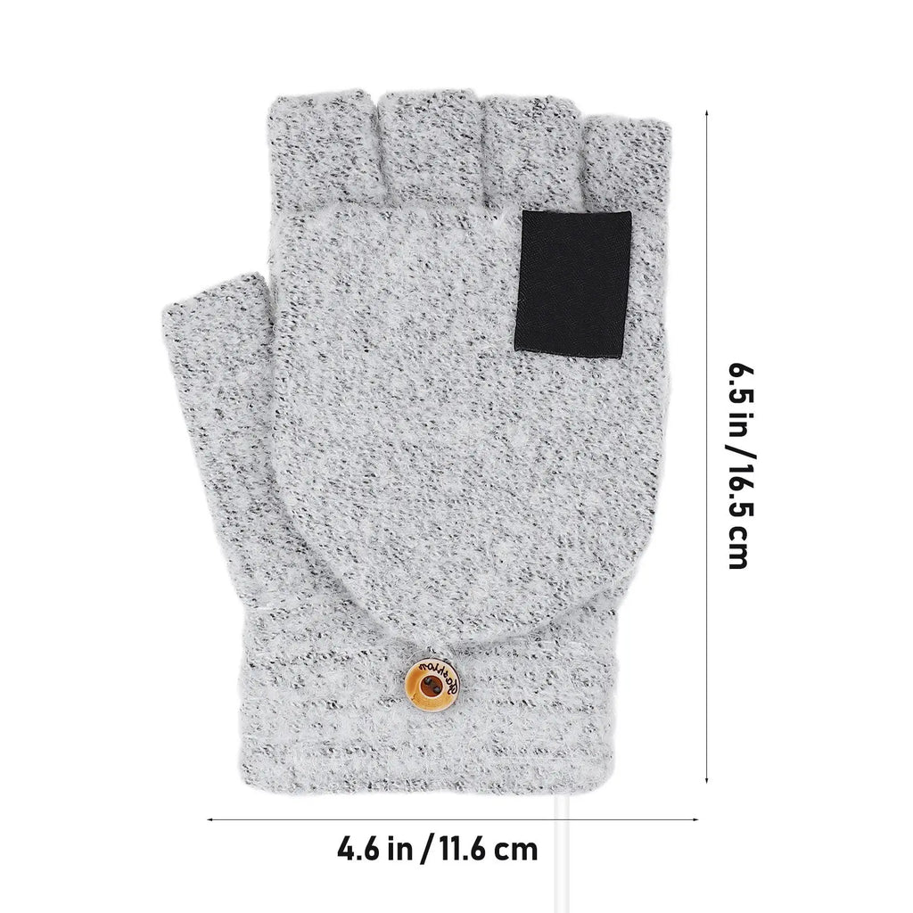 1Pair USB Heated Gloves 5V Powered Double-Sided Heat Fiber Wire Warmth Ergonomic Flip Design Elastic Fit for Home Office School