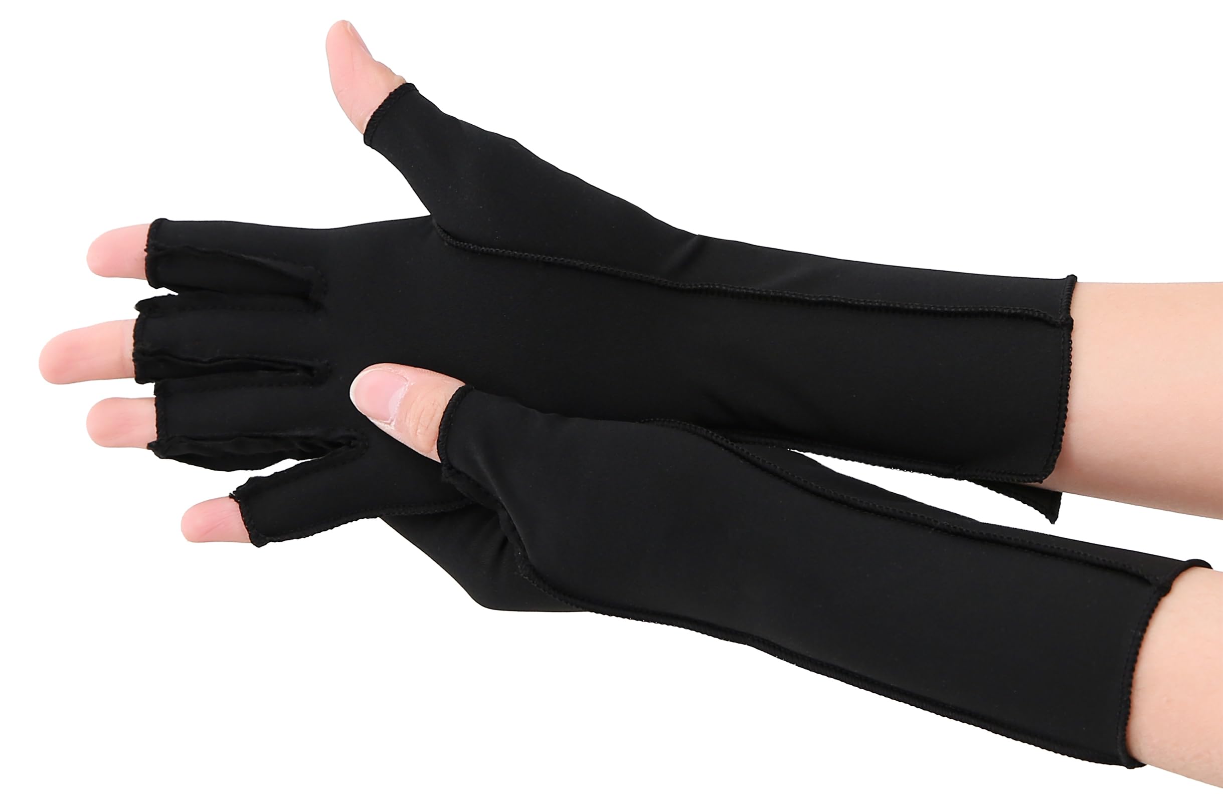 NURCOM Compression Arthritis Gloves Rheumatoid Pain Relief Compression Gloves for Women & Men Premium Fingerless Circulation Gloves for Arthritis & Joint Pain Swelling Tendonitis 1 Pair Black L