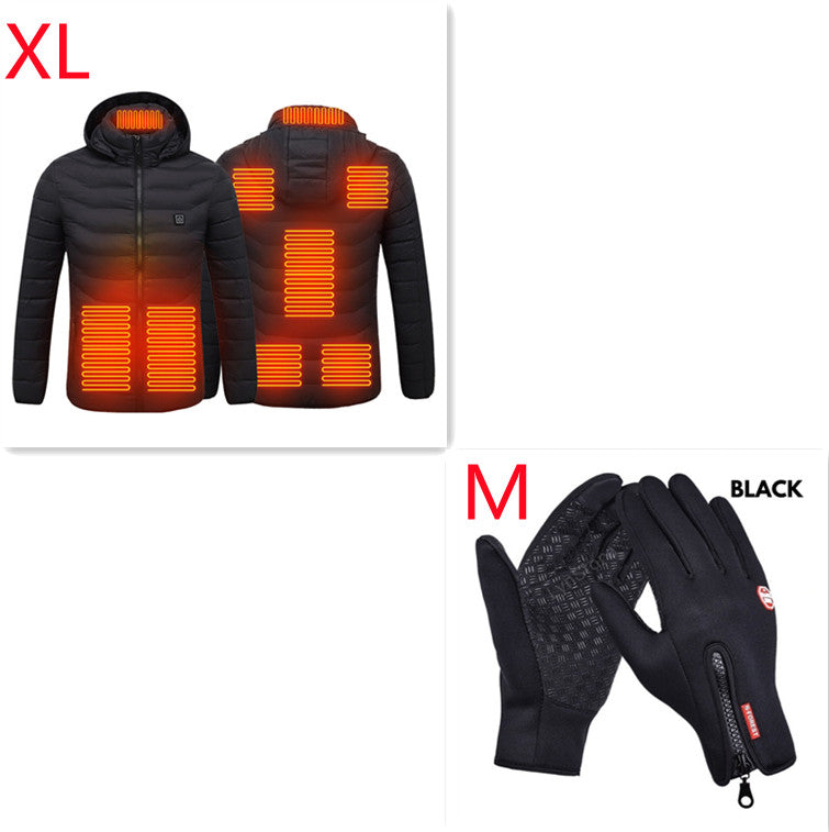 Winter Heated Jacket USB Electric Cotton Coat Zip-up Heater
